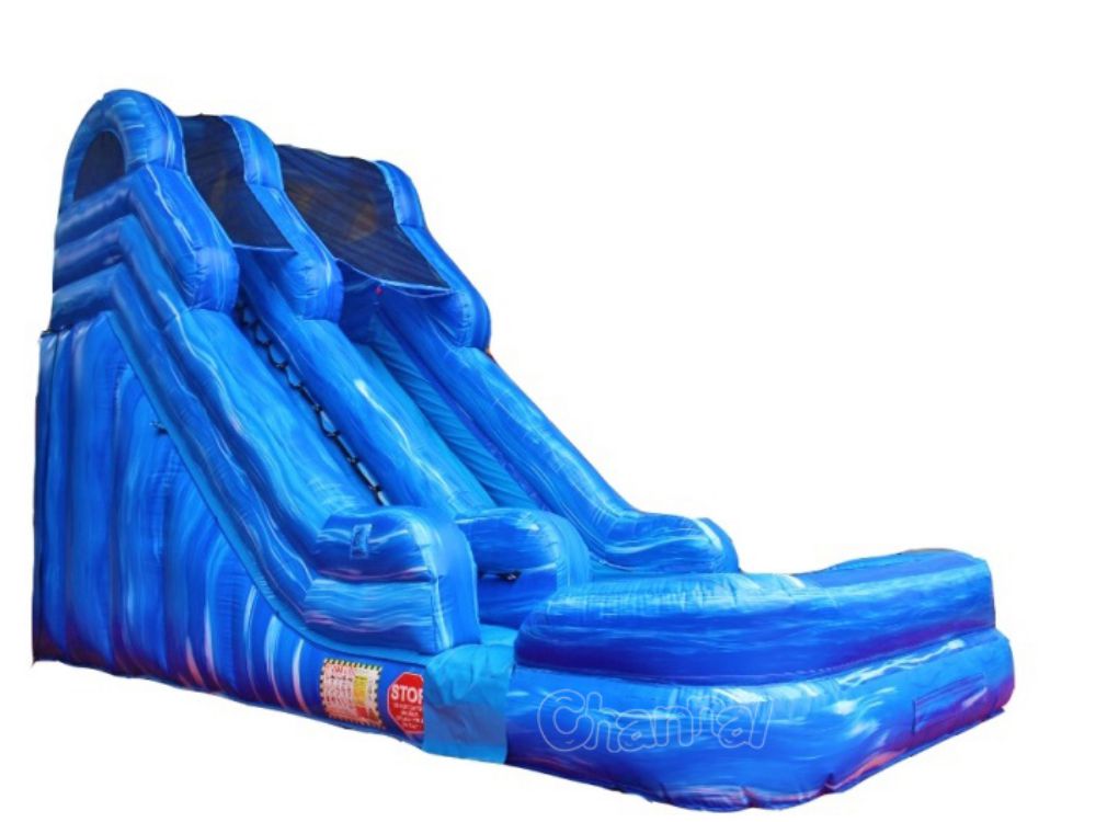 toboggan aquatique gonflable marbre bleu